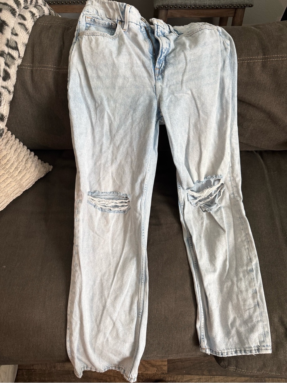 Good American Light Blue Distressed Boyfriend Jeans